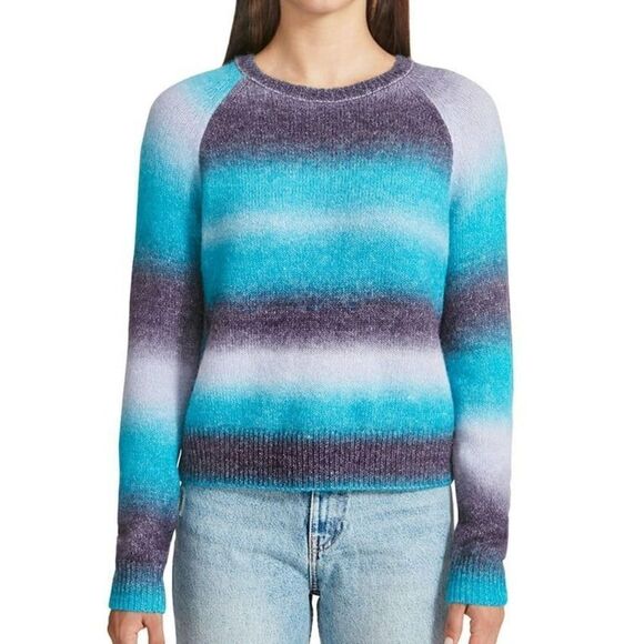 BB Dakota By Steve Madden Wool Blend Ombre Crew Neck Sweater Blue Large - Picture 1 of 9
